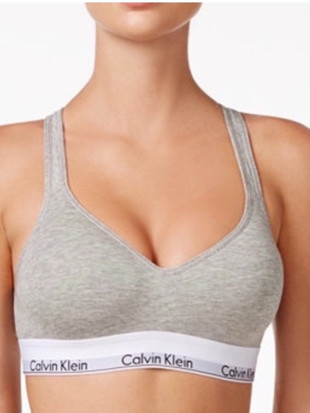 Calvin Klein Grey Cotton Logo Bralette